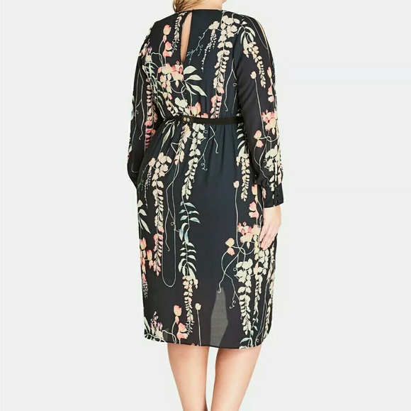 City Chic Dress Cold Shoulder Blue Floral Size 18W - Picture 2 of 8